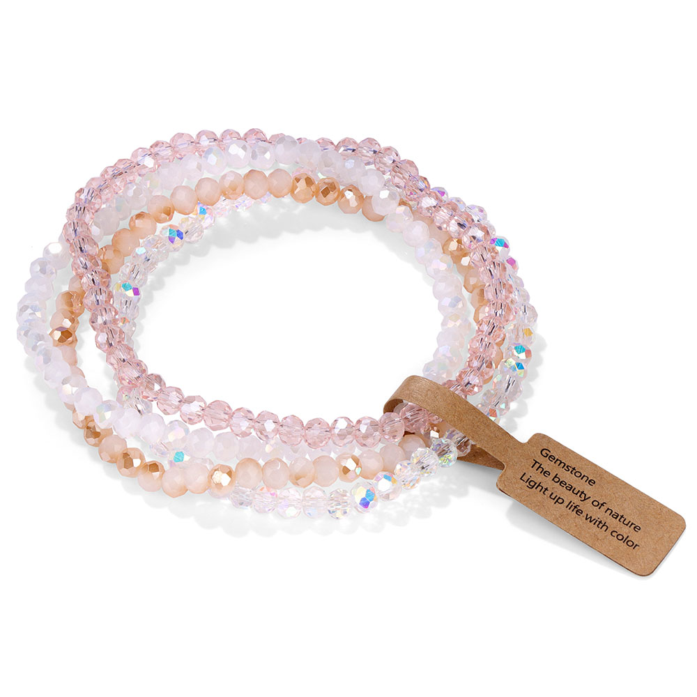 4 Uds. Pulseras de cristal brillantes para mujeres y hombres, pulsera de cuentas de cristal de serie colorida con etiqueta de deseos para el mejor amigo, de joyería
