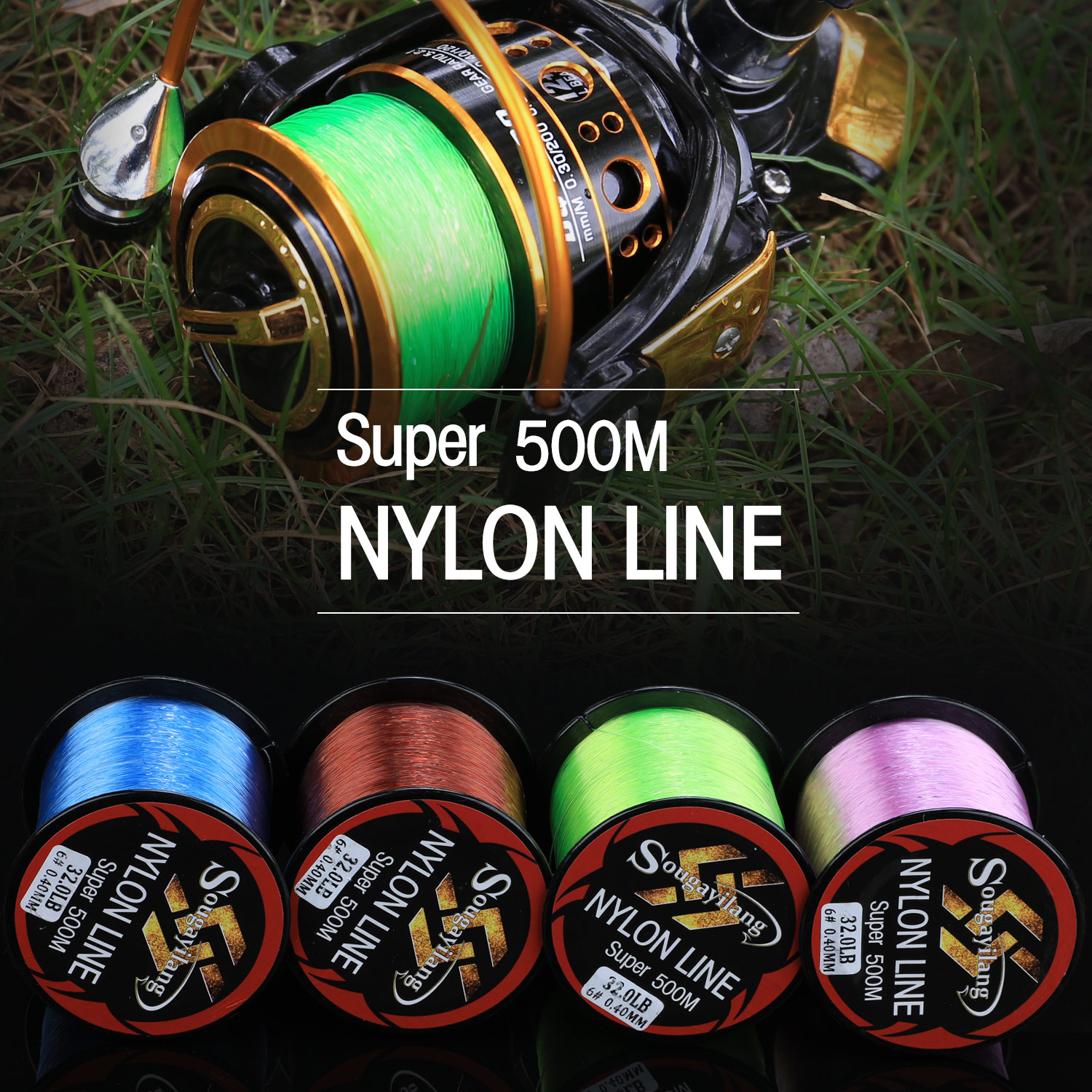 Sougayilang 500m nylon fiskesnøre 11-36.3lb fiskeline fører line synkende line fiskeline glat pesca