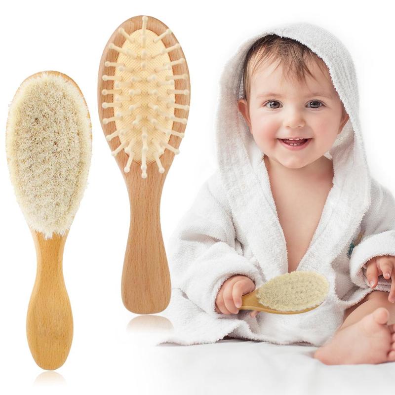 2 uds. Cepillo de baño de madera para el cuidado del bebé peine suave masaje de cabeza para niños y niñas
