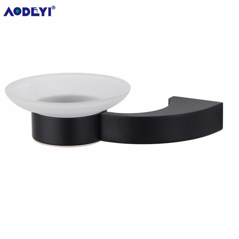 Aodeyi sort badeværelse tilbehør kappe krog håndklæde bar ring papirholder sæbeskål toiletbørste holder bad hardware sæt sæt: Sæbeskål