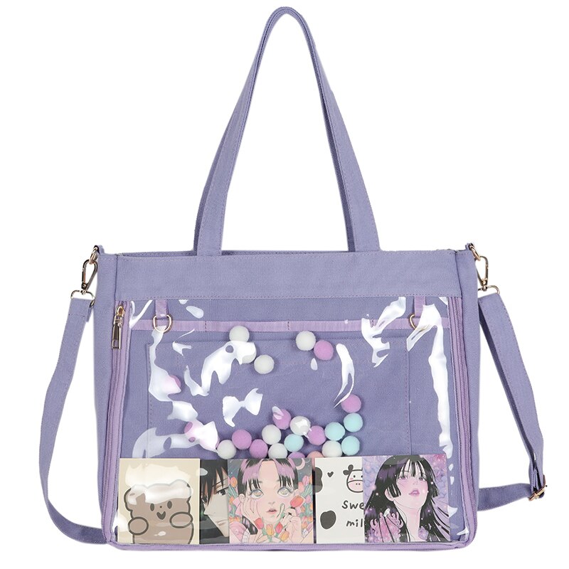 Ita Bag with Insert Double Straps Women Crossbody Kawaii Clear Bag Black Blue Transparent Girls Itabag Shoulder Bags H235: Purple