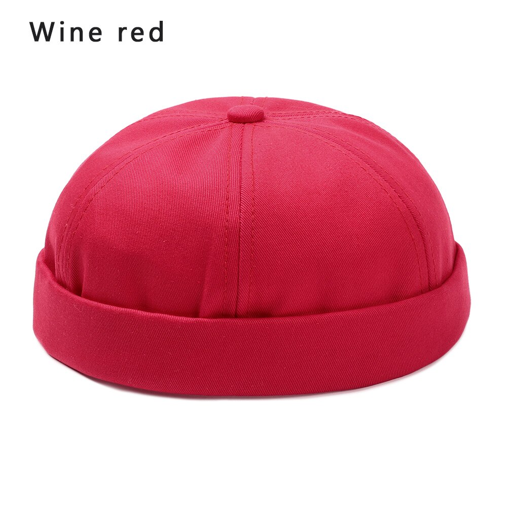 Sombrero Brimless para hombres y mujeres, capó ajustado de algodón, gorra de Skullcap roja pequeña juvenil, gorra sin visera negra para verano, boina de reloj marinero Docker: wine red