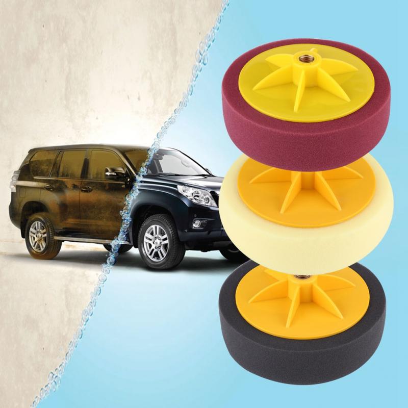 Almohadilla de cera para coche de 6 pulgadas/15cm de abrillantado, Kit de almohadillas de esponja para pulido de ruedas, herramienta para coches, accesorios, negro, amarillo, rojo