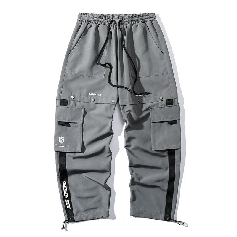 Techwear hip hop bukser med lige ben mænd tøj streetwear kpop tøj koreansk stil joggers harajuku cargo bukser: Xxl / Grå