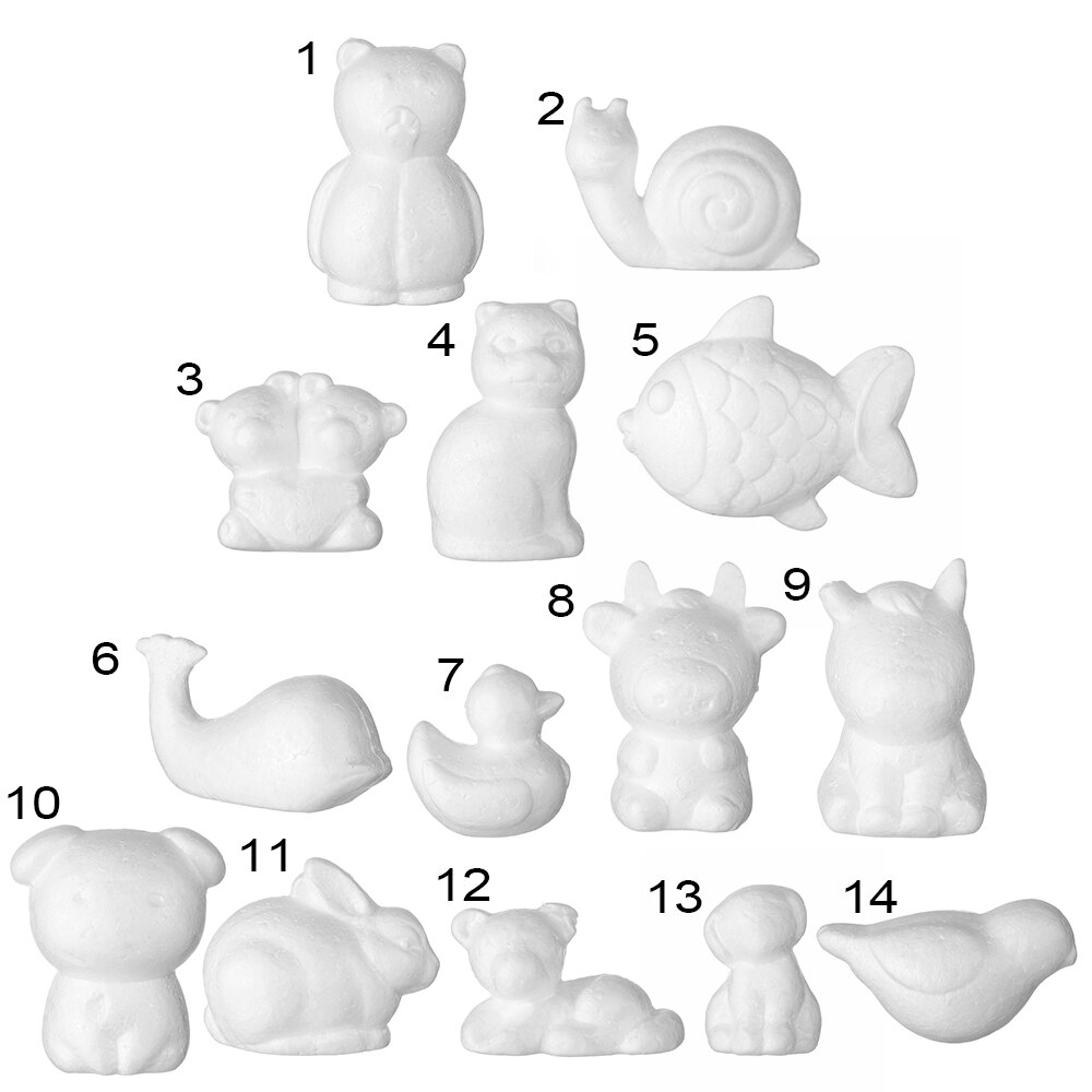 1pc witte schuimdiervormige modellen van piepschuim, kerstfeest, kinderspeelgoed, huisdecoratie, knutselen