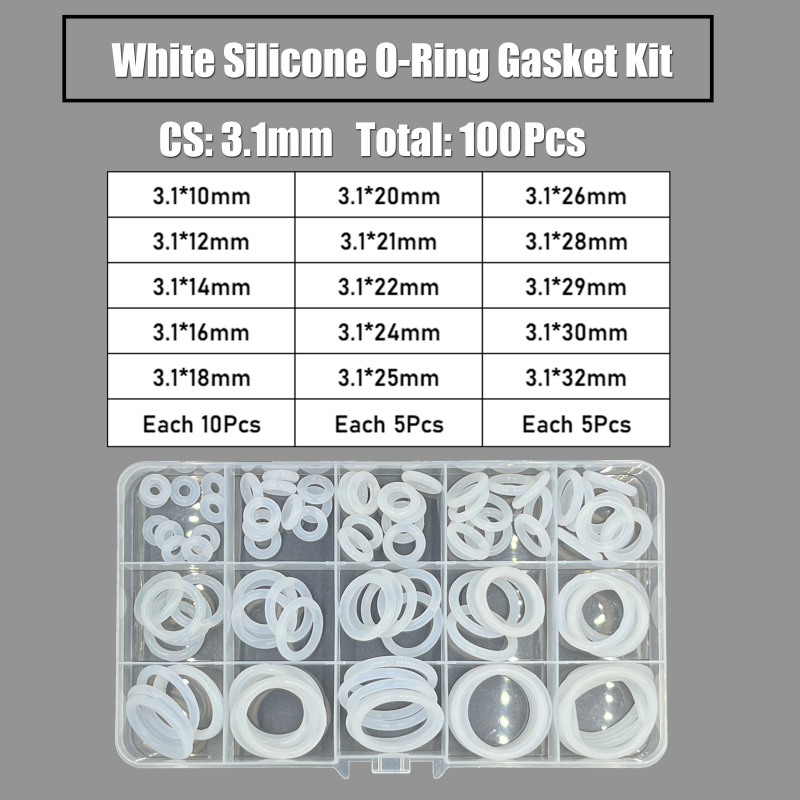 CS 1,5/2,0/2,4/3,1 mm VMQ O-Ring-Dichtungen, O-Ring-Set aus lebensmittelechtem Silikon, wasserdichte Hochtemperatur-Unterlegscheibe, isolierendes weißes O-Ring-Set: Himmel Blau