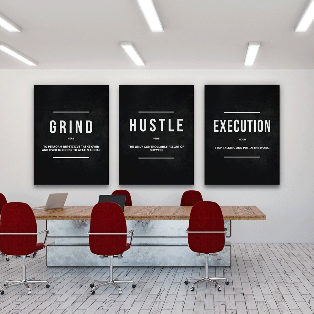 Grind Hustle Uitvoering Wall Art Canvas Prints Kantoor Decor Motivatie Moderne Art Ondernemer Motivatie Schilderen Foto &#39;S