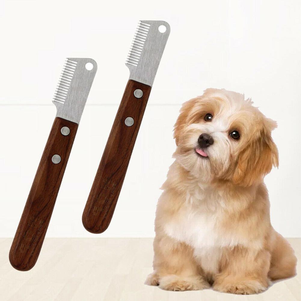 Haustier ist hingefallen Trimmen Dematting Pinsel Katze Pflege Hund Werkzeug Haar Hund Kamm Griff Liefert Strippen Messer Entfernung X5O1