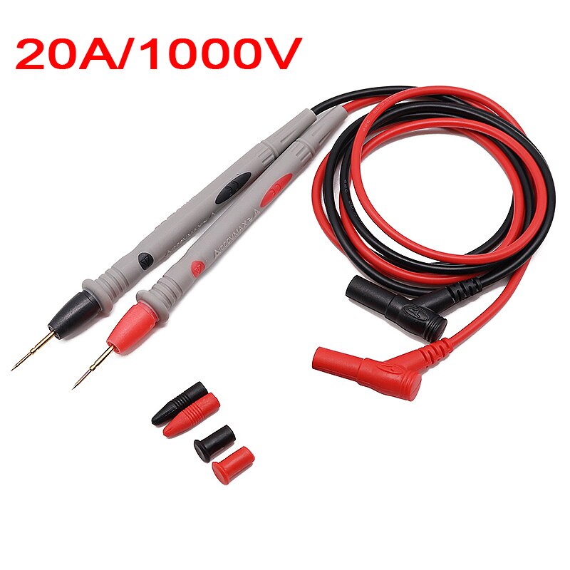 1 par universal digital 1000v 10a 20a tynd spids multimeter multi meter test bly sonde wire pen kabel multimeter tester: 1000v 20a