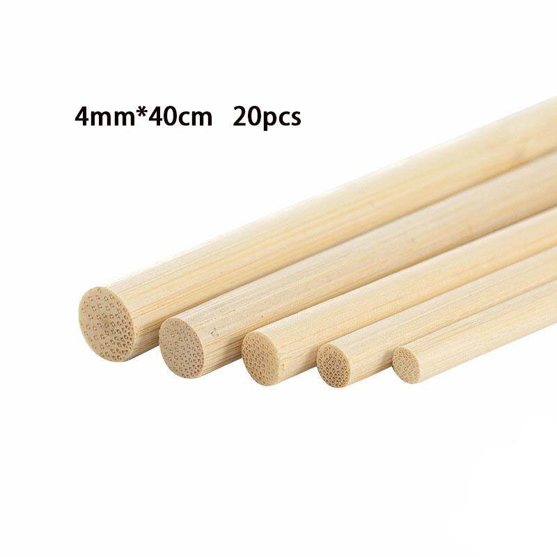 Palos redondos de bambú de madera de 3-8mm, manualidades hechas a mano, Material de palitos de madera pequeños para suministros de carpintería