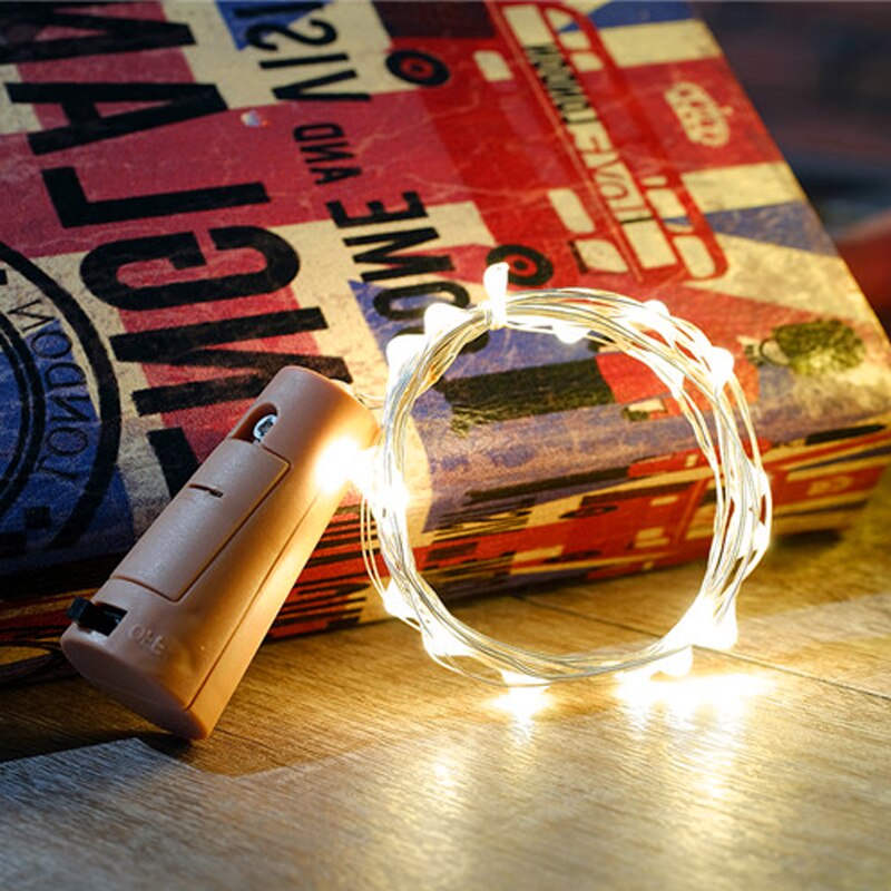 Led Fles Kurk String Light Waterdicht 2 m 20 Leds Koper Starry Lampen LR44 Knop Batterij Thuis Bar DIY Fee kralen