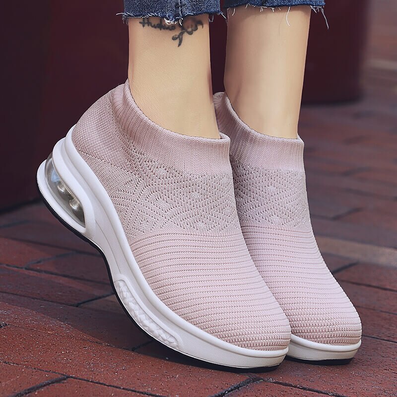 Female Air Cushion Swing Sneakers Non-slip Ladies Jogging Footwear Women High Top Socks Running Shoes Woman Breathable Sneakers