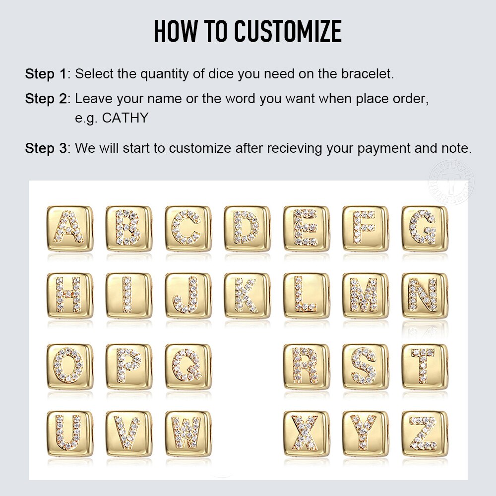 Pulsera con letras iniciales de A-Z para hombre y mujer, abalorios de cobre Micro pavé de cubo CZ, pulsera de cadena de trigo de 3mm, joyería con nombre artesanal, DB297