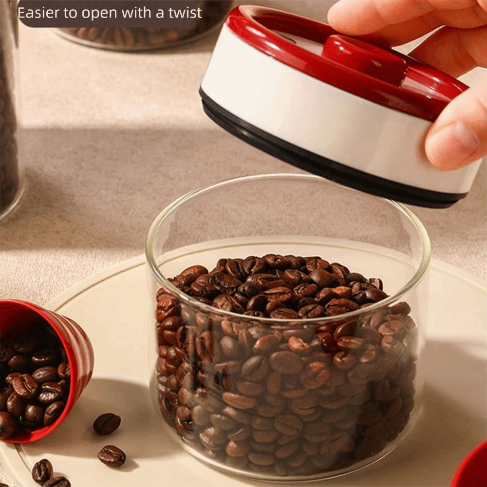 Pojemnik próżniowy na kawę, szczelny, transparentny, odporny na wilgoć, robić przechowywania ziaren kawy, możliwość układania w stosy, odłączane pojemniki na herbatę.