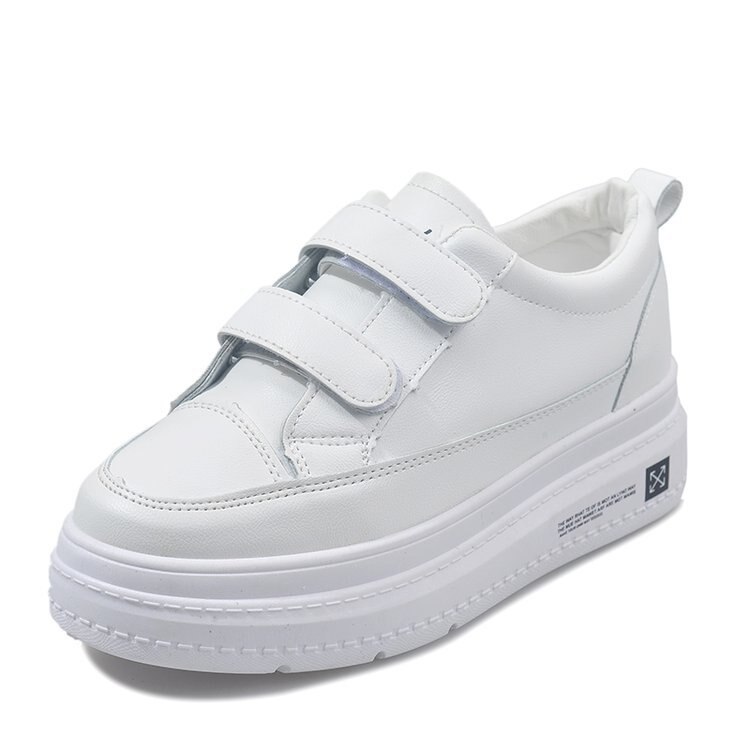 Kvinnors löparskor ökar 4.5cm högklackade sneakers fritidsskor kvinnors plattform tjock botten sport promenadskor: Vit / 8
