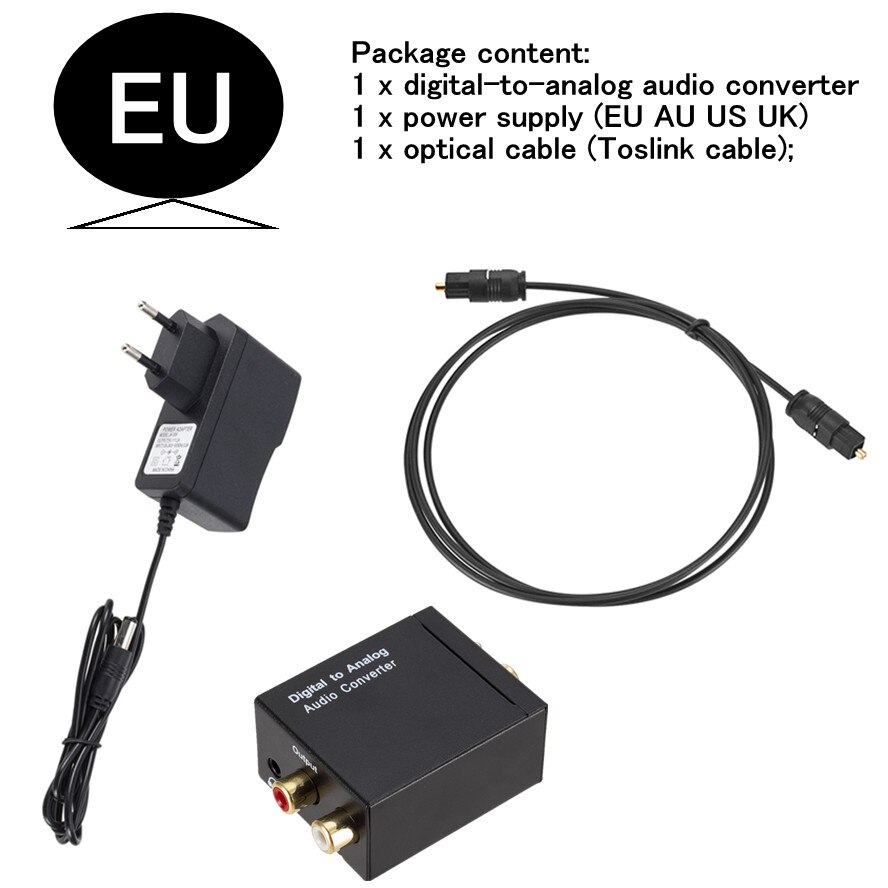 Audio 3.5Mm Jack Coaxial Optical Fiber Digital To Analog Audio Aux Rca L / R Converter Spdif Digital Audio Decoder Amplifier: EU