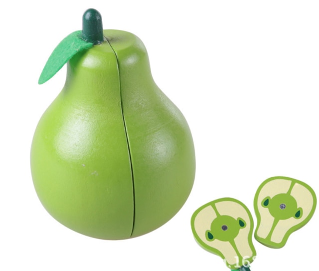 Montessori Educational Toy wooden kitchen toy fruit cutting avocado cut fruit toy house food toy Pretend Play Toy Christmas: Pear