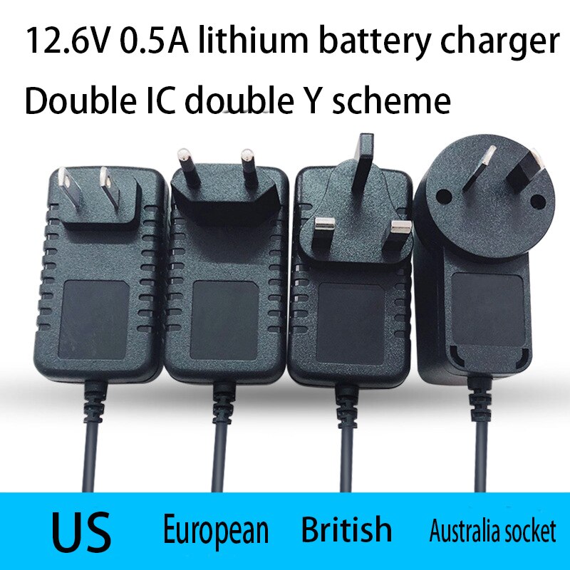 1PCS/LOT SMALL APPLIANCES DOUBLE Y STANDARD 12.6V0.5A LITHIUM BATTERY CHARGER 3 STRINGS 16850 LITHIUM BATTERY HAND DRILL CHARGER