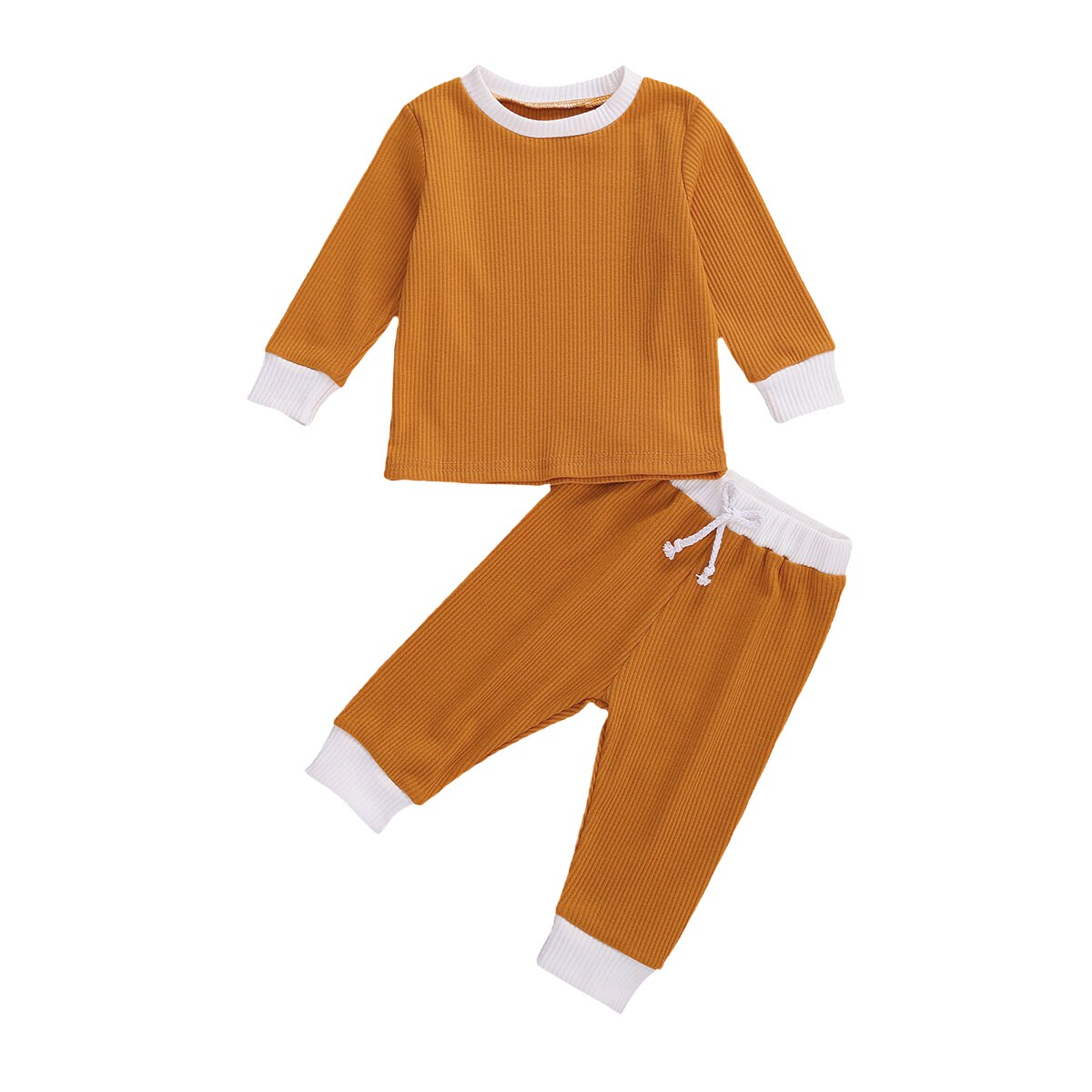 0-24m nyfödda höstkläder baby flickor pojkar kläder set solid långärmad t-shirt och byxor 2 st höstkläder: D / 24m