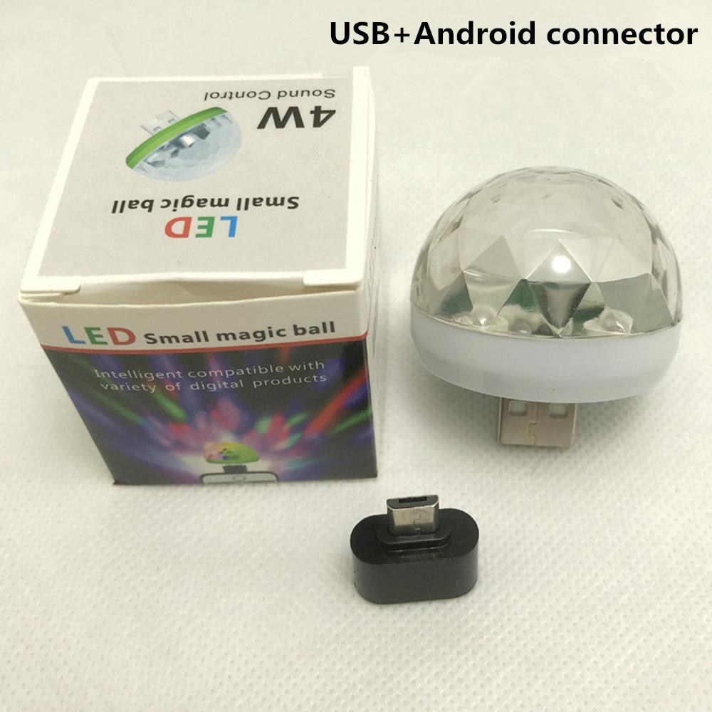 Mini USB Bunte LED Disko Lichter Tragbare Kristall Magie Ball Bühne Lampe mit Adapter für Android Telefon Partei Licht: Weiß