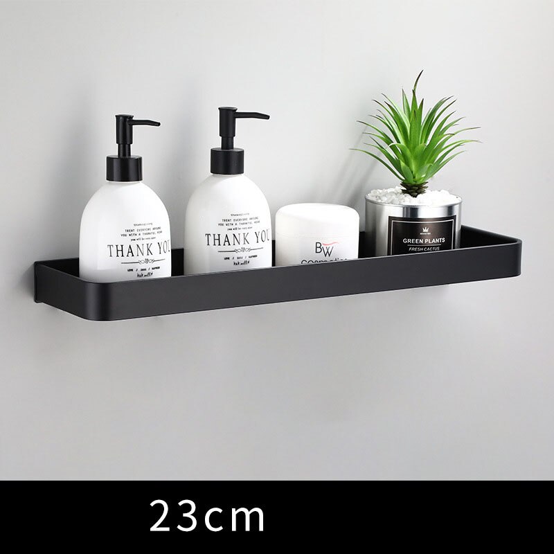 Witte Ruimte Aluminium Badkamer Planken Enkele Tier Rack Shampoo Plank Keuken Plank Badkamer Rack: 23cm black