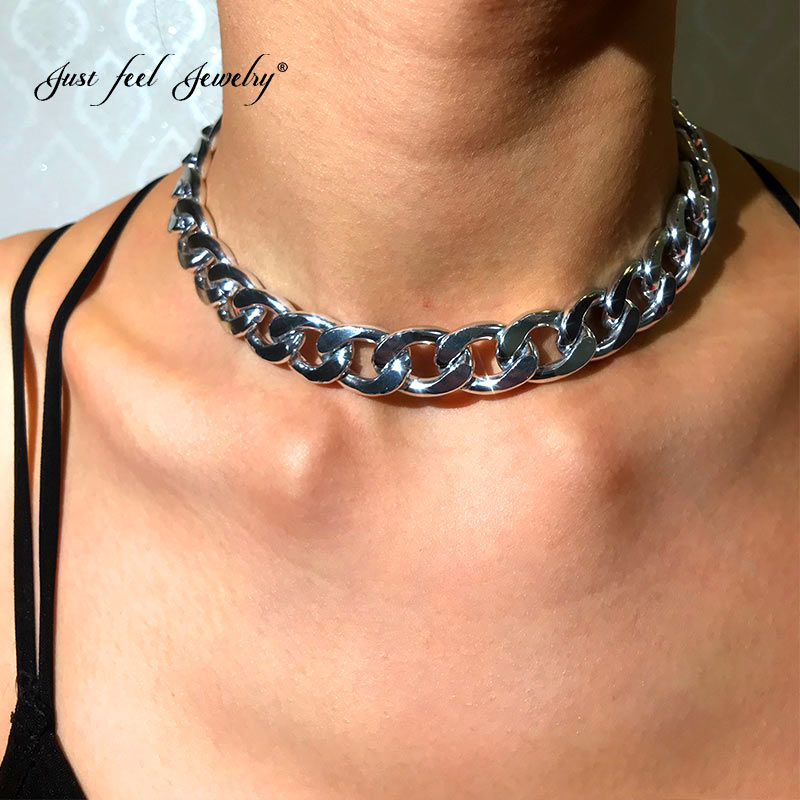 NUR FÜHLEN Neue Übertrieben Silber Dicke Schlüsselbein Kette Choker Halsketten Für Frauen Männer Party Aussage Halskette Punk Stil Schmuck