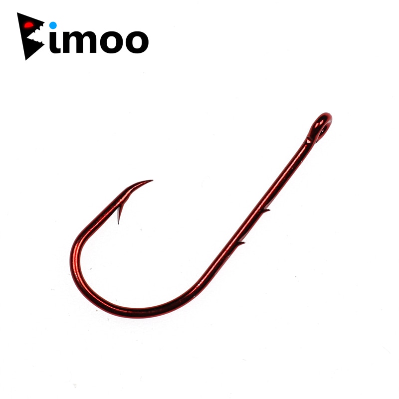Bimoo 20 stuks weerhaak vishaak rode baitholder haak pan omgekeerde vishaken visaas houder maat 5/0 4/0 3/0 2/0 1/0 etc.