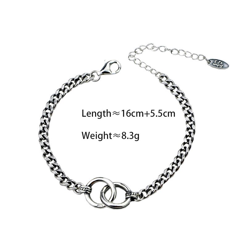 Hüfte hüpfen Schmuck Doppel Kreis thailändisch Silber Farbe Armbinde Handgemachte Dicke Kette Paar Armbinde für Männer Frauen S-B413