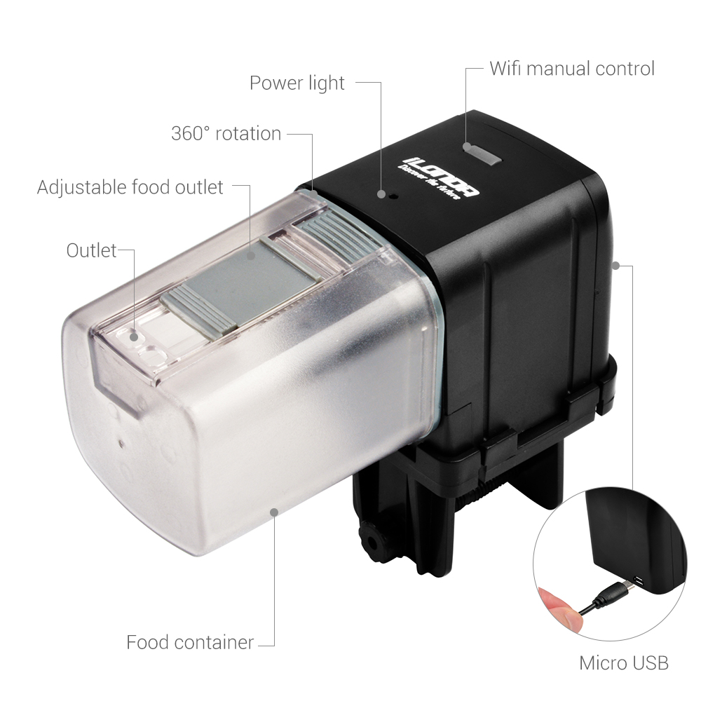 Nicrew alimentador automático de pesca alimentação de peixes wi fi controle remoto inteligente alimentador automático para aquário tanque de peixes alimentador de alimentos
