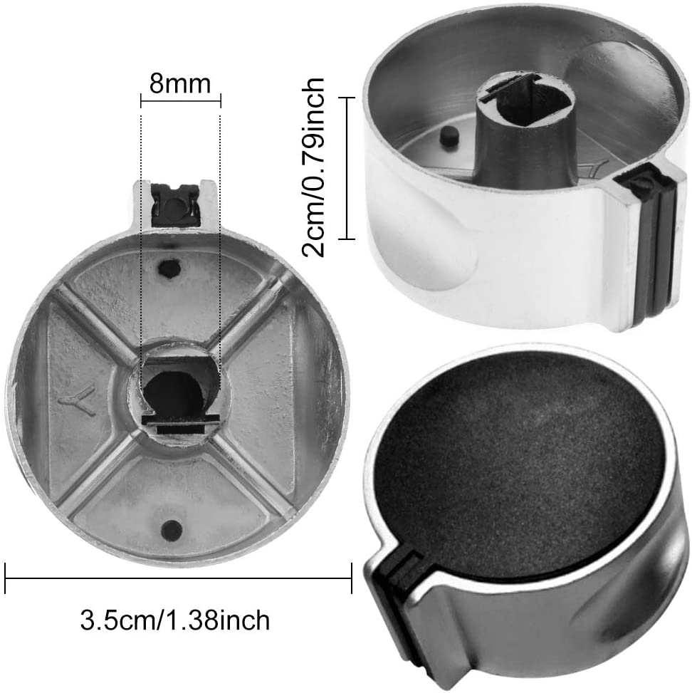 1Pcs Gas Stove Knob Metal 8mm Black Gas Stove Control Knobs Cooker Control Switch Range Oven Knobs Cooktop Burner Knob
