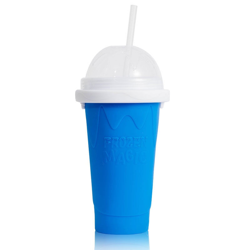 SIMMY Slushy DIY Smoothie Pinch Cup Frozen Making Freeze Magic Food Grade Silicone Drink Water Bottle: Blue