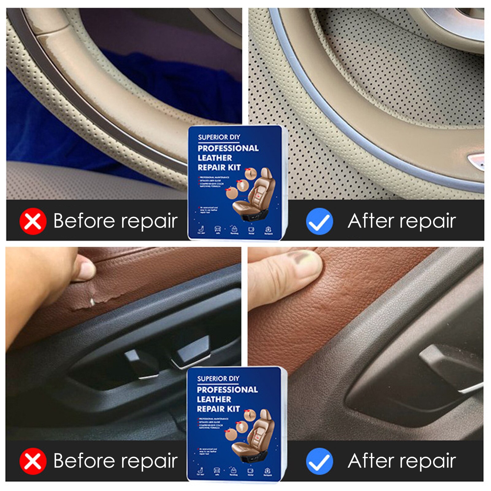 Læder vinyl reparation kit diy læder vinyl reparation kit bil læder reparation værktøjer