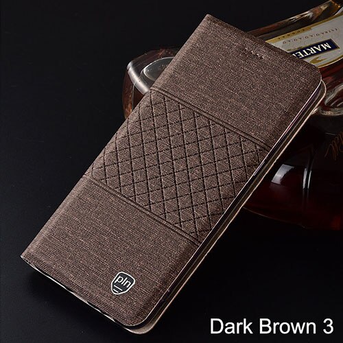 Case for Umi UMIDIGI Z2 Pro Plaid style Canvas pattern Leather Flip Cover for UMIDIGI z2 cases Coque: for UMIDIGI Z2 / dark brown 3