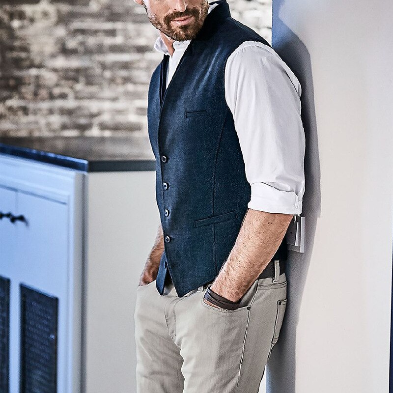 européen américain hommes col en v à la Premium affaires costume gilet simple boutonnage hommes gilet veste
