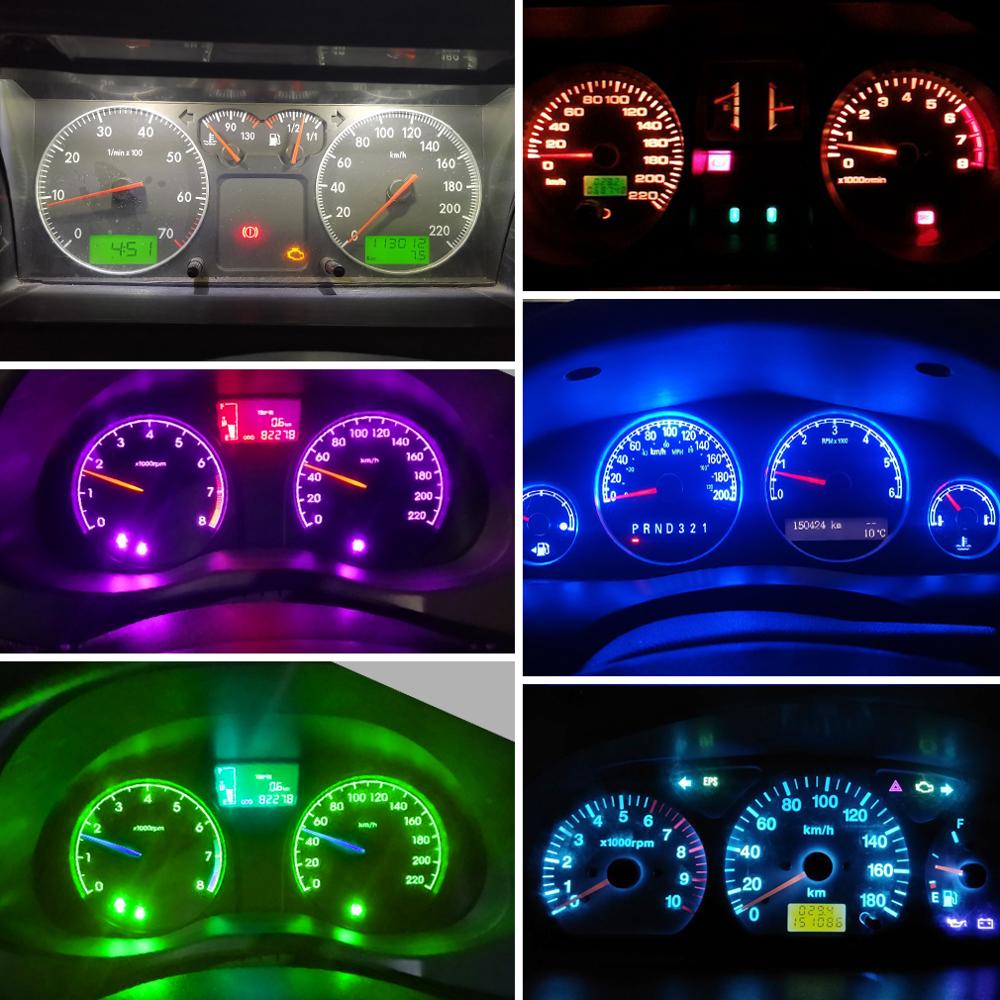 10 stk  t5 w1.2w w3w 74 86 206 super lyse 2 smd 3014 led pære bil interiør lys auto side kile instrumentbræt måler instrument lampe