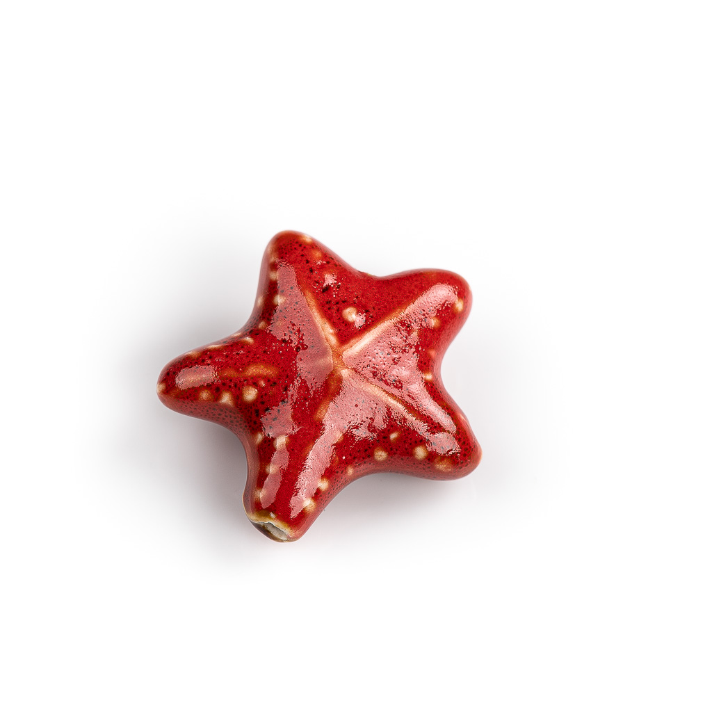 40 # Colgante de cuentas de cerámica de estrella de mar grande roja, forma especial de , fabricación de joyas de porcelana para collar y pulsera, 2 uds. # XN171