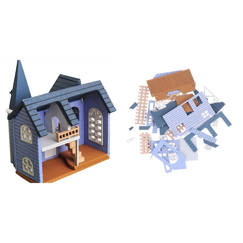 Fairytale Herenhuis Diy Mini 1:12 Houten Poppen Miniatuur Accessoires Handwerk Building Monteren Speelgoed Ambachten Meubels Kits