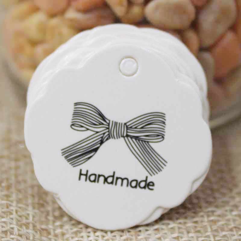 1.18 cala biały/papier do druku kraft tagi zdjęcie 100 sztuk hand made tag z papier przepełniony miłością Tag dla DIY pudełko handmade dobrodziejstw: white3homemadecut