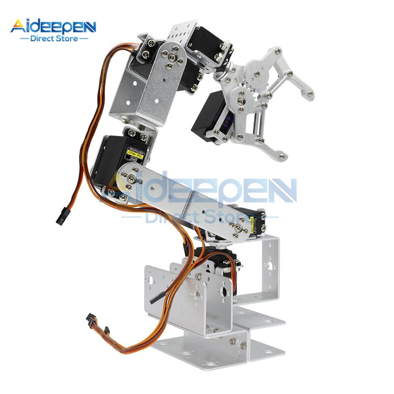 1 ensemble ROT3U 6DOF Aluminium manipulateur Robot bras mécanique robotique pince griffe jouets mécanique poignée manipulateur pour Arduino: White