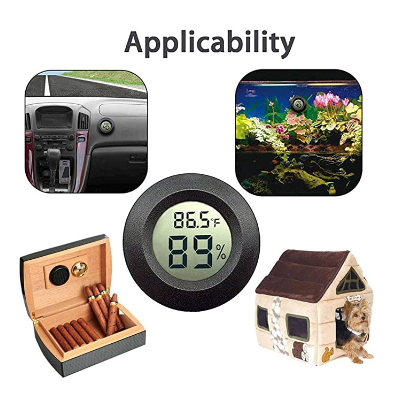 6~10pcs Mini Hygrometer Thermometer Fahrenheit or Celsius Meter Digital LCD Monitor Indoor Room Round Humidity Temperature Gauge