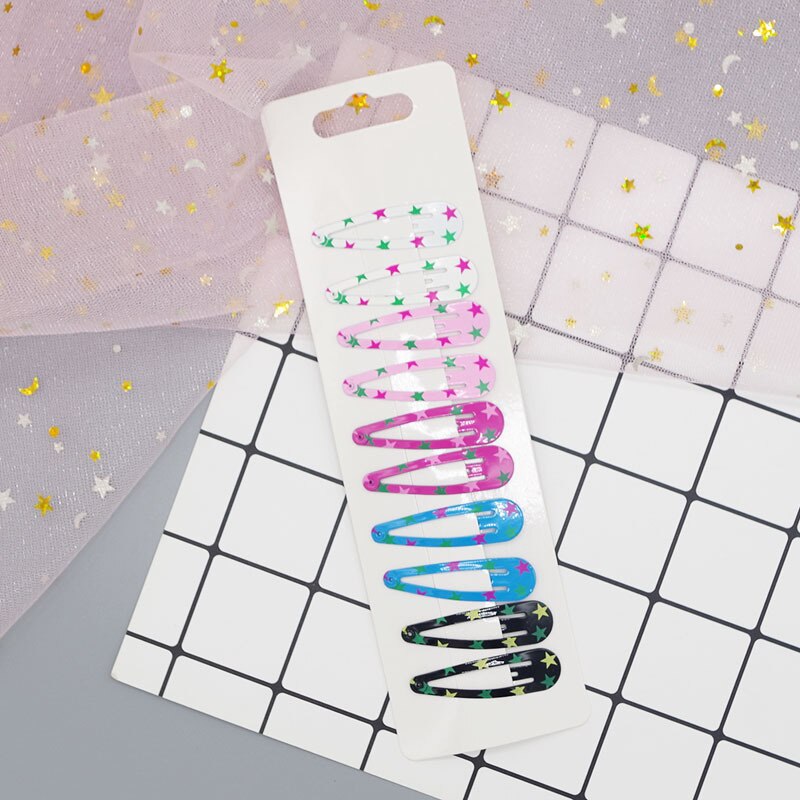 Baby Meisje Haarspeld Hoofddeksels 10Pcs Leuke Cartoon Printing Mini Peuter Kinderen Kids Hair Clips Pins Barrette Mooie Hairgrip