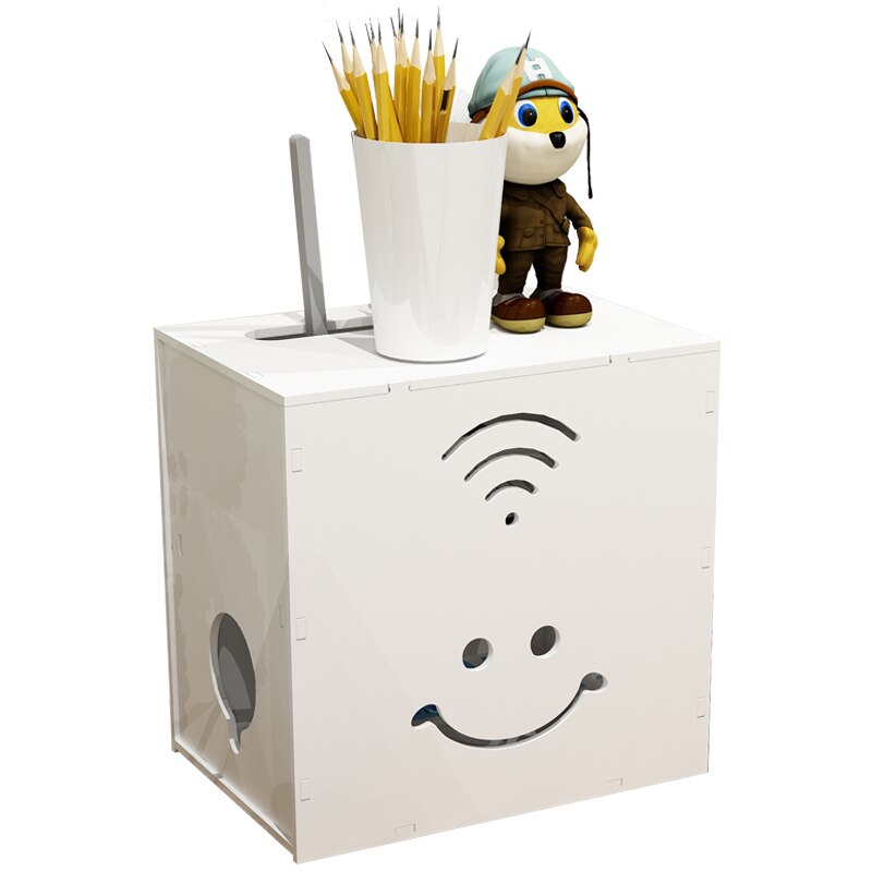 Wifi Router Storage Boxes Cable Power Plus Wire Bracket wire plug-in cable box power cord hidden box set top box storage shelf: Smile  2 layer