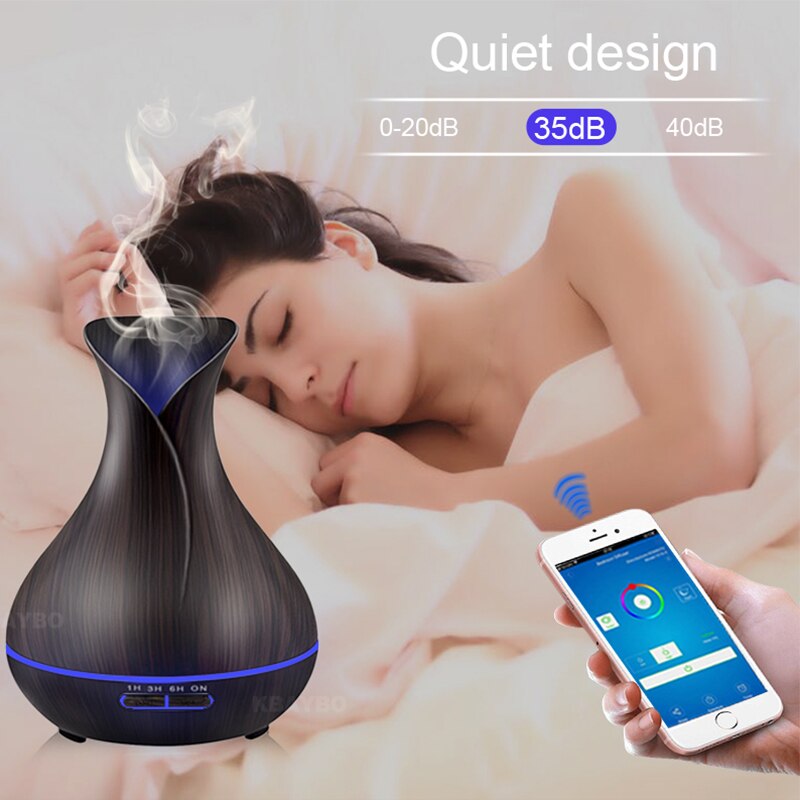 DEKAXI 400ml Aroma Diffuser Aroma Air Humidifier 7 Color LED Light Electric Cool Mist Maker with APP Remote Control