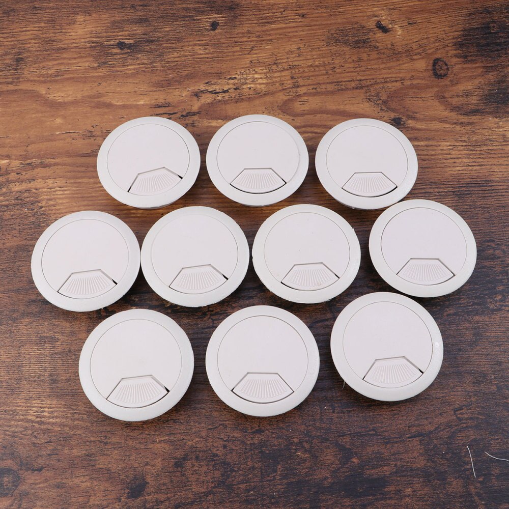 10pcs Office PC Computer Desk Grommet Cable Hole Cover 50mm Diameter (Grey white)