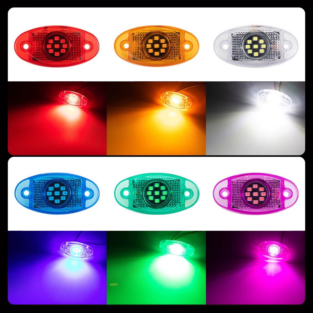 12-24v x 9 led sidelampe til lastbil, flerfarvet, vandtæt, bilbreddelampe, trailer, bus, varevogn, signalmarkeringspære, biltilbehør