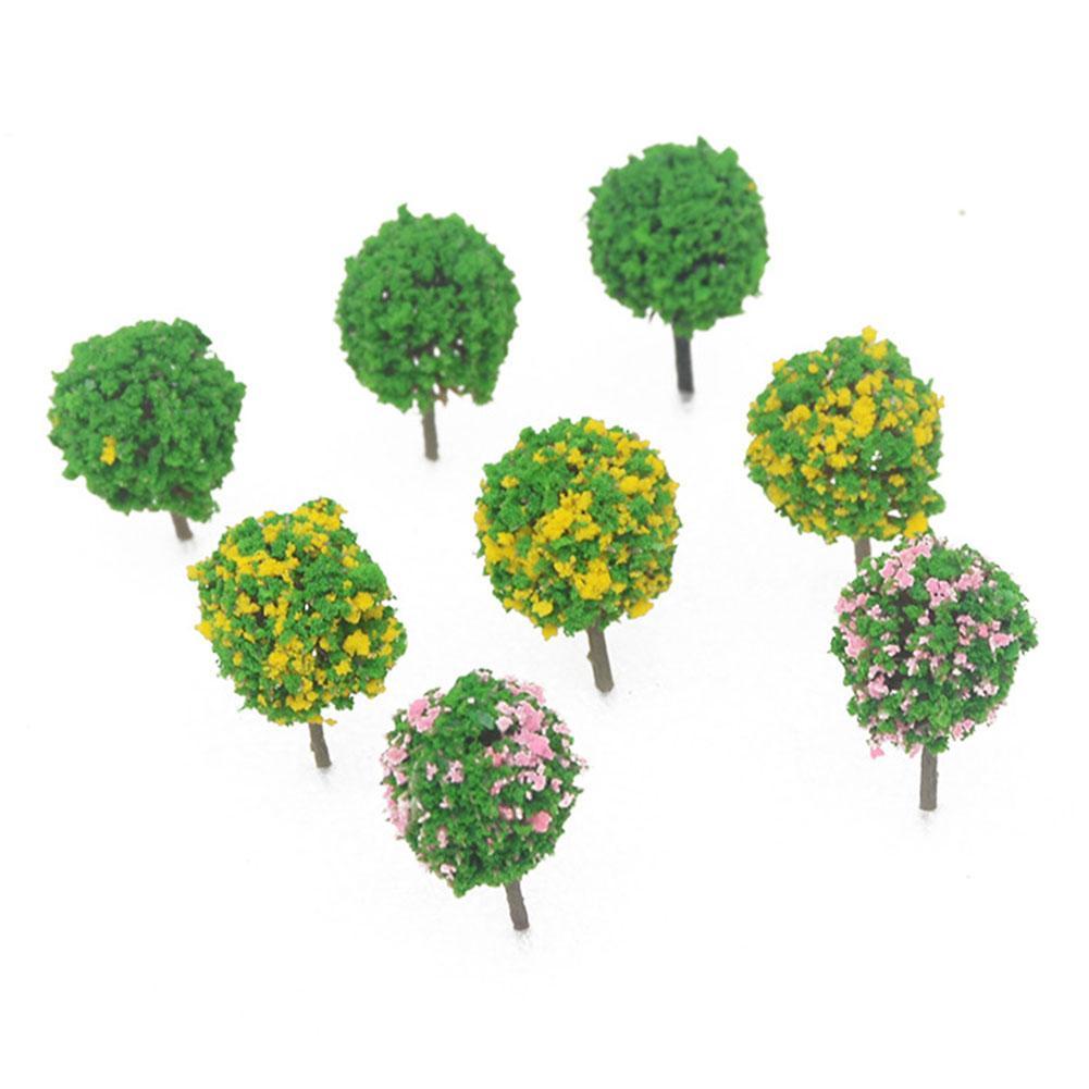 50 Stuks Bloem Model Trein Ronde Bomen Bal Vormige Landschap Kleuren Schaal Landschap 1/87 Gemengde K7W9