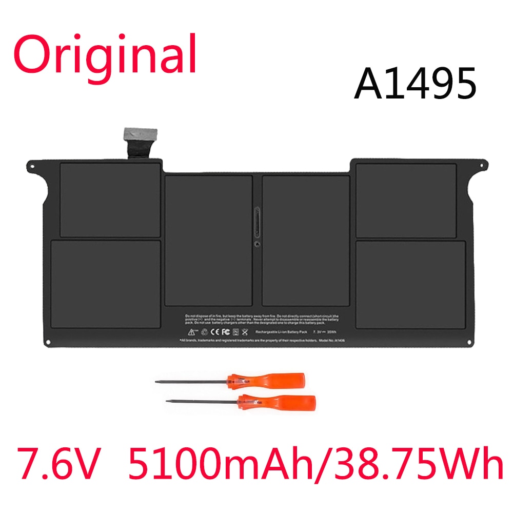 A1495 Originele Batterij Voor Apple Macbook Air 11 &quot;Inch A1465 A1370 Mid Vroege 7.6V 38.75Wh