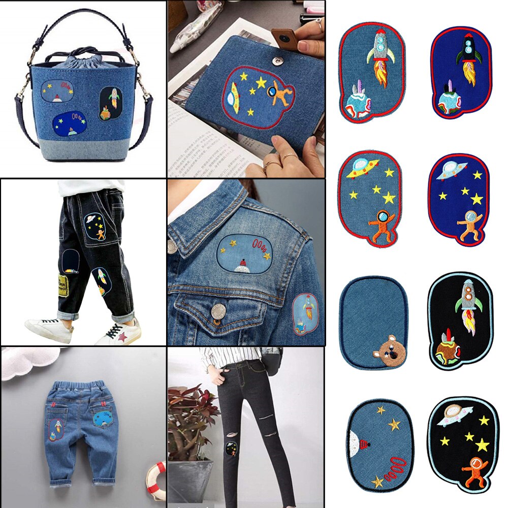 5 uds reparación, costura codo rodilla parches hierro sobre parche para ropa Jeans rayas pegatinas insignia bordada niños paño