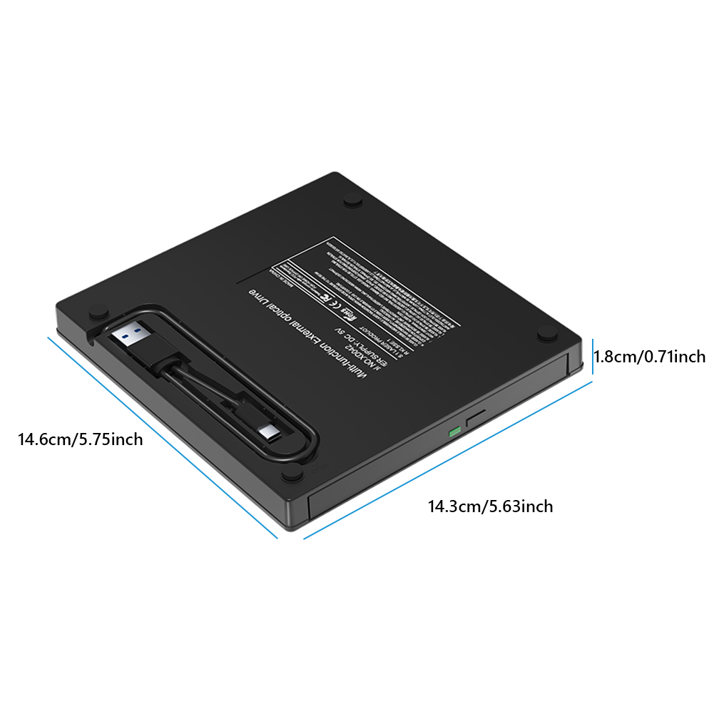 7 in 1 External CD/DVD Drive USB 3.0 DVD Player with 2 USB/Type-C Ports 1 TF/SD Card Slots CD/DVD Burner for Laptop: Default Title
