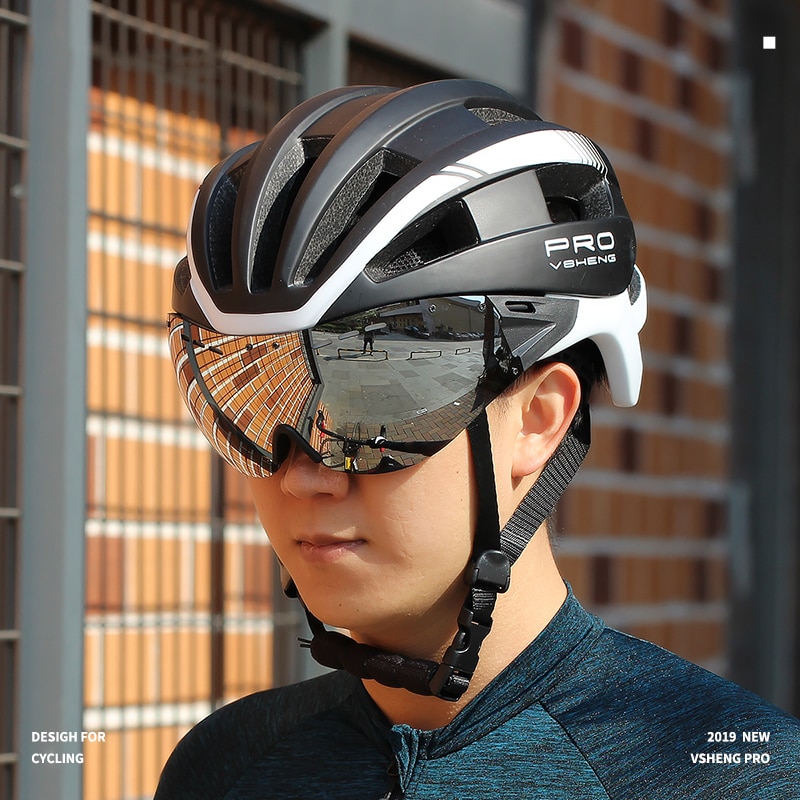 Bicycle Helmet Unisex Eyepiece Insect-proof Net Integrated Helmet Road Mountain Bike Helmet Safety Hat Cycling Helmet